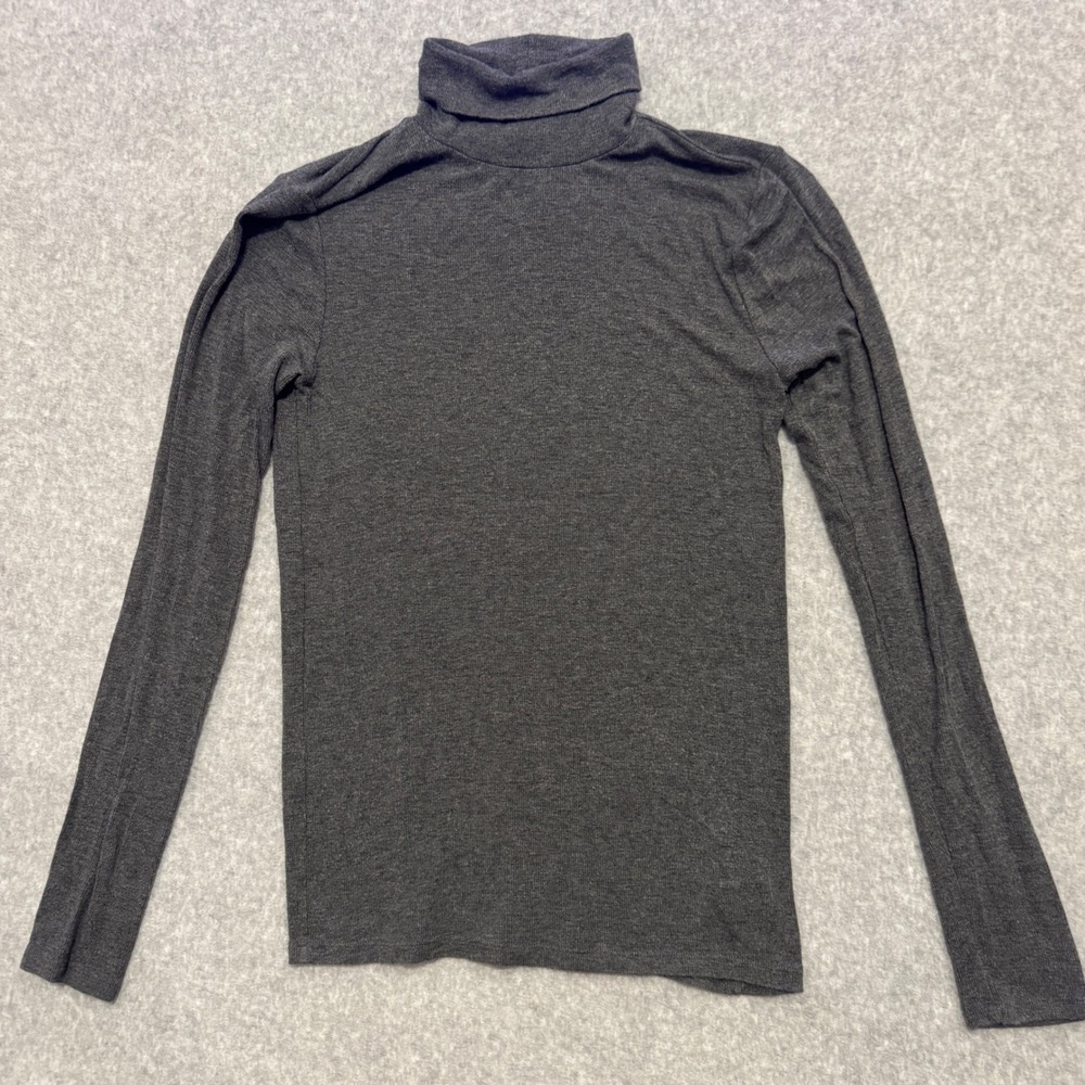 Gap Womens Gray Modal Blend Ribbed Long Sleeve Turtleneck Top Size M